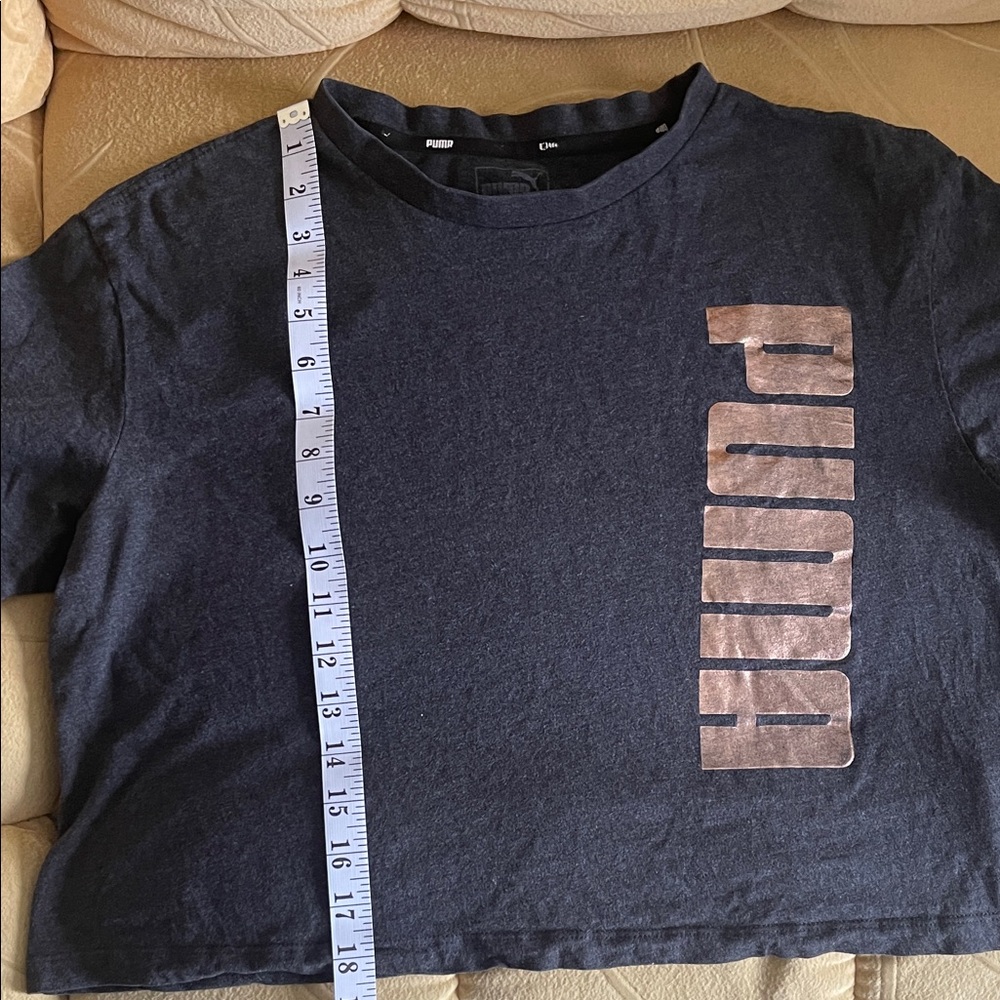 PUMA Black Crop Top with Metallic Logo